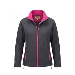 Rustic Ridge Women's Softshell Full Zip Jacket - Charcoal/Hot Pink - Size L